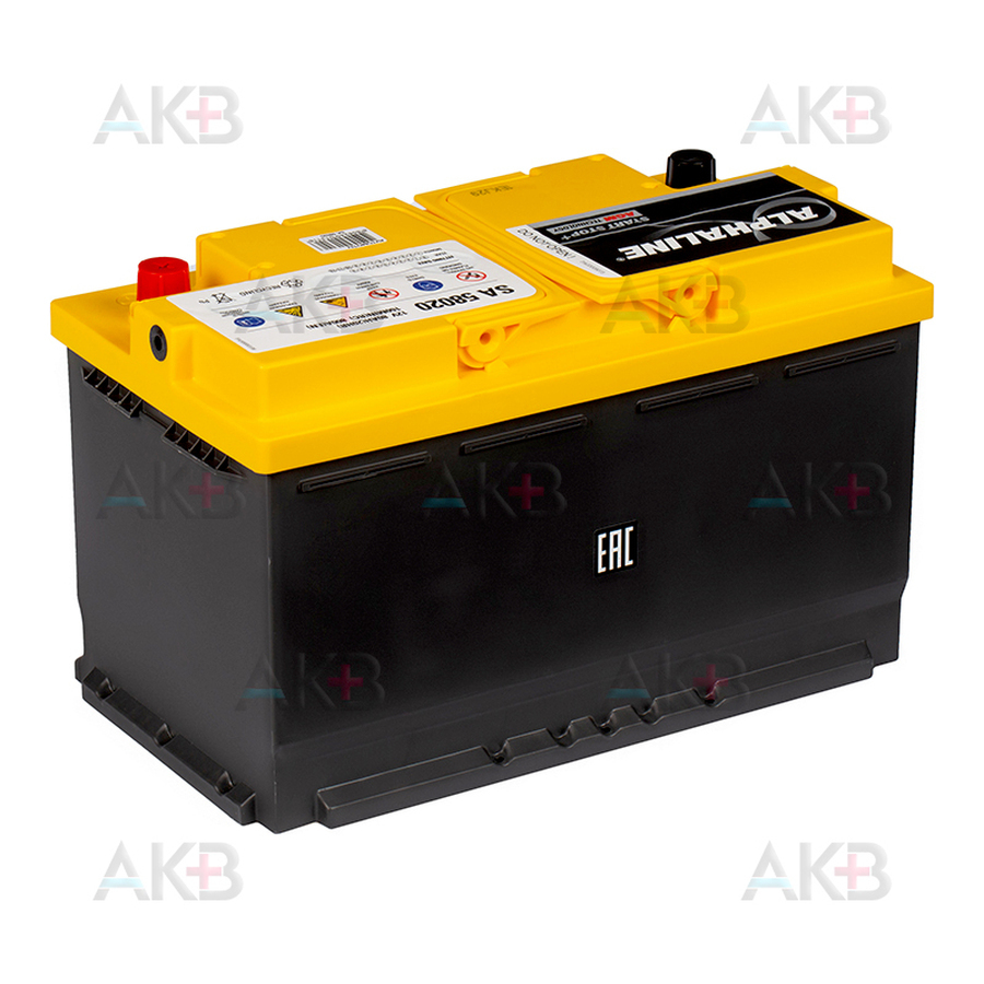 Автомобильный аккумулятор Alphaline AGM 80 L4 720A (315x175x190) AX 580800 58020