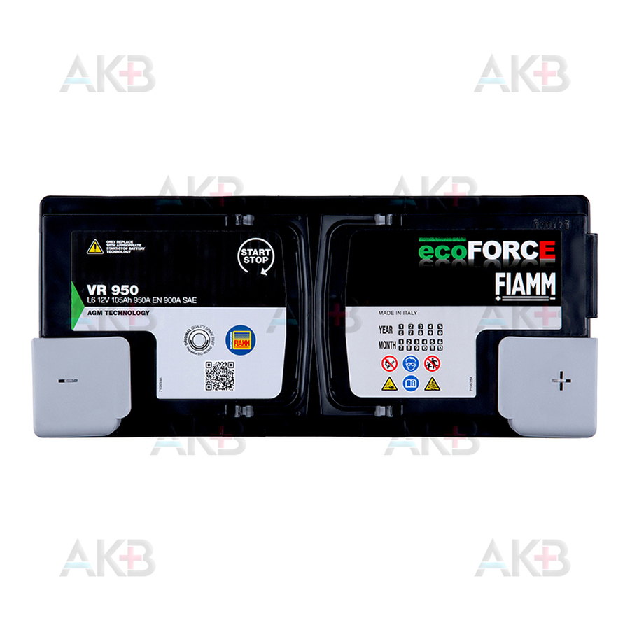 Автомобильный аккумулятор Fiamm Ecoforce AGM 105R 950A 393x175x190 (L6) Start-Stop VR950