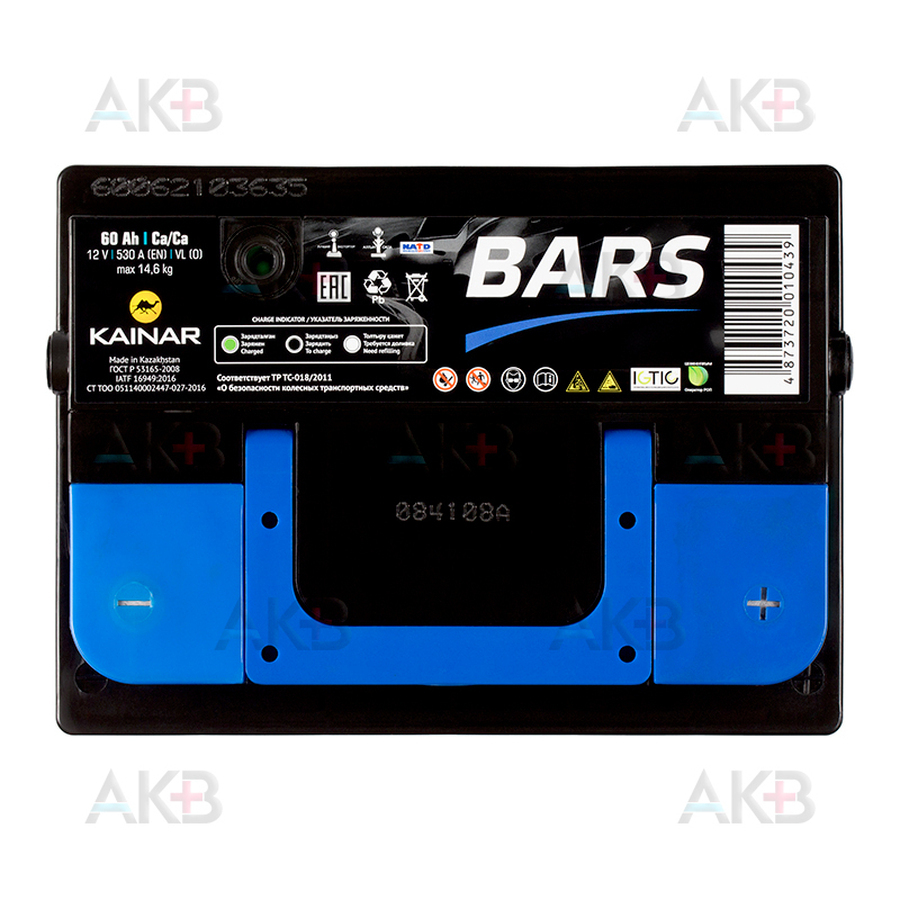 Автомобильный аккумулятор BARS 6СТ-60 АПЗ о.п. L2B 60Ач 530A (242x175x175) низкий