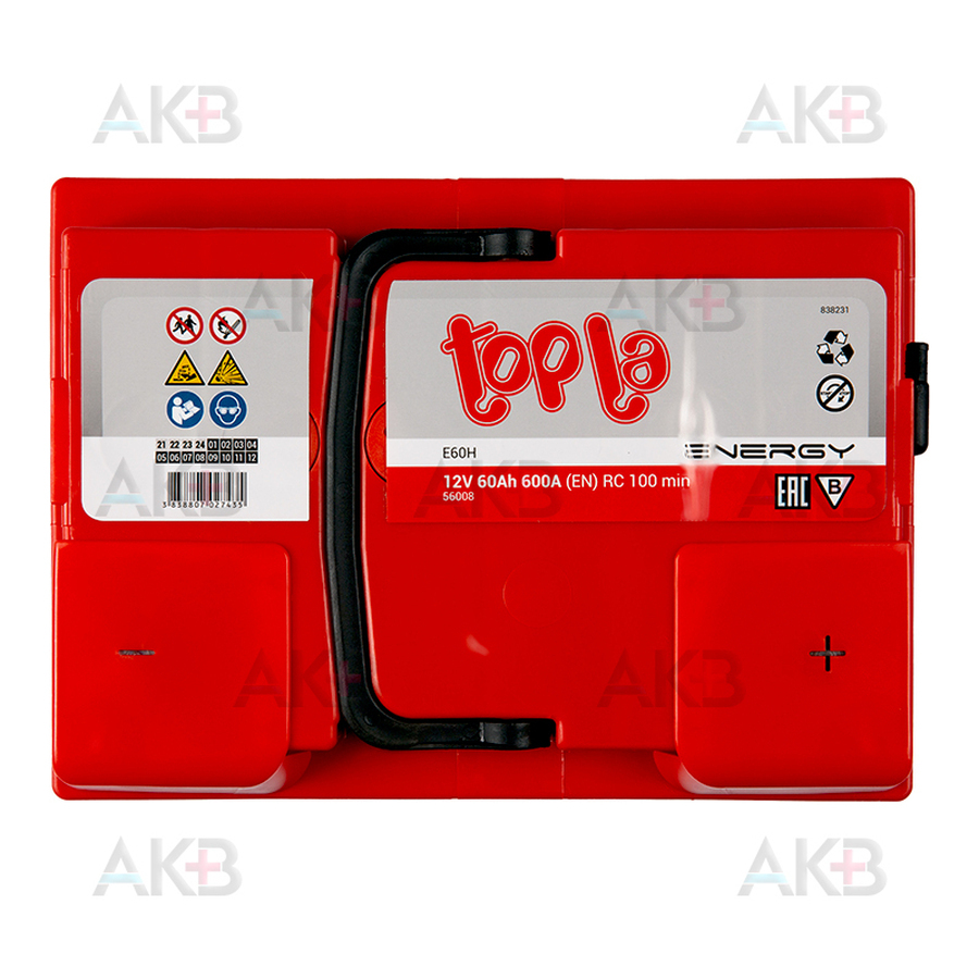 Автомобильный аккумулятор Topla Energy 60R (600A 242x175x190) 108060 56008