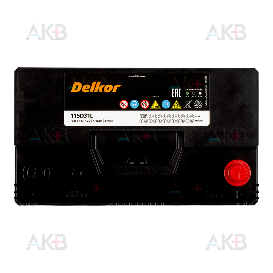 Автомобильный аккумулятор Delkor 115D31L (100R 800A 306x173x225)