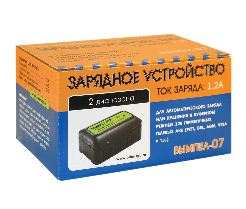 Зарядное устройство Вымпел 07 (автомат, 1.2А, 12В для гелевых и кислотных АКБ)