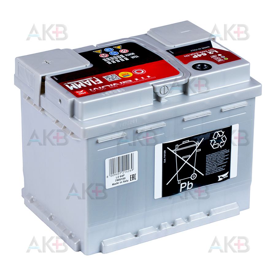 Автомобильный аккумулятор Fiamm Titanium Pro 64 Ач 610A обр. пол. (241x175x190) L2 64P