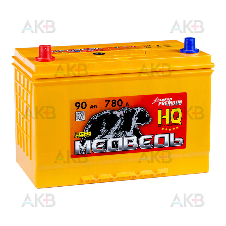 Автомобильный аккумулятор Медведь 105D31R 90 Ач 780A п.п. (306x173x225) ca/ca Silver Asia