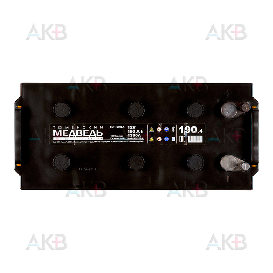 Автомобильный аккумулятор Тюменский медведь 190 Ач 1350A п.п. конус (518х228х238) Calcium Plus