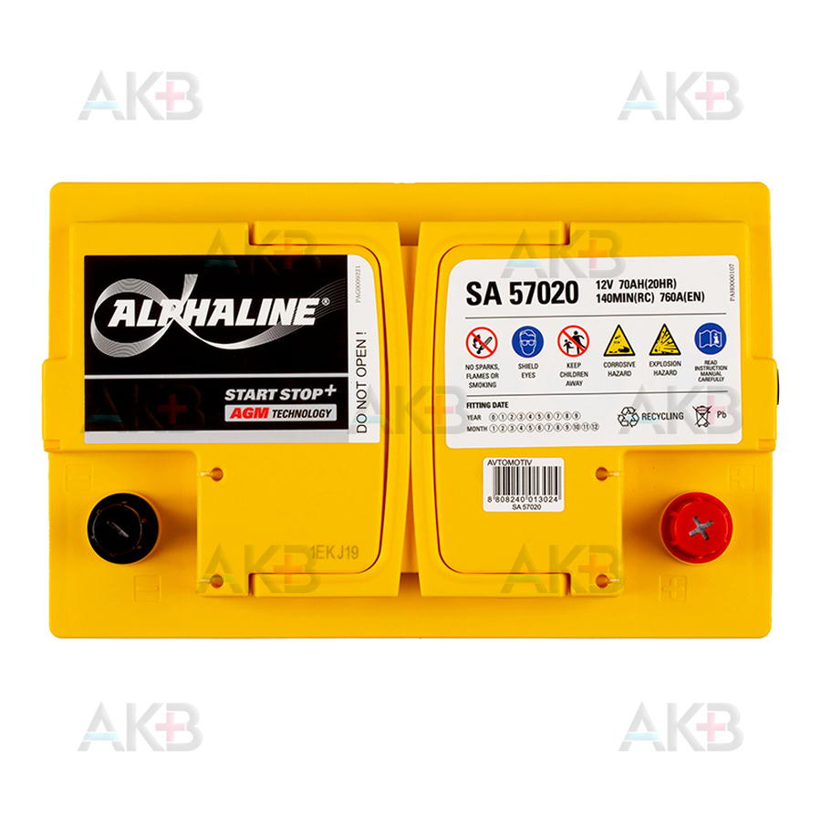 Автомобильный аккумулятор Alphaline AGM 70 L3 760A (278x175x190) AX 57020
