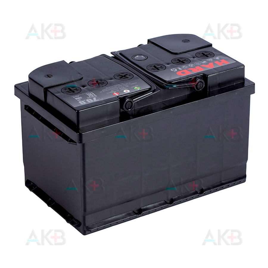 Автомобильный аккумулятор HARD 70 Ач 700А о.п. низк. (278x175x175) ca/ca silver