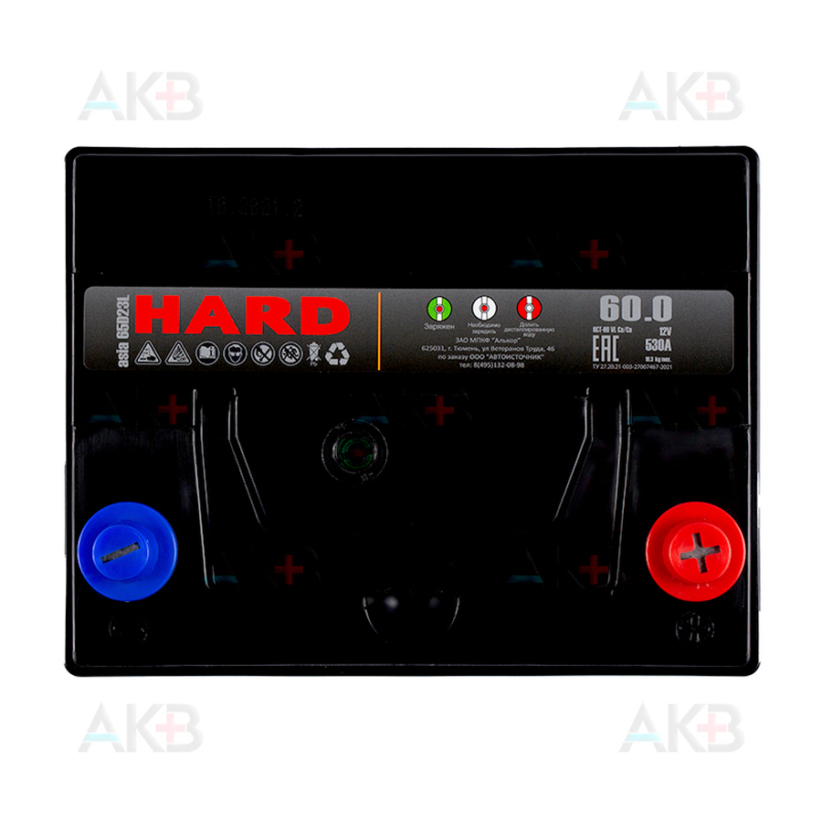 Автомобильный аккумулятор HARD Asia 65D23L 60 Ач 530A о.п. (230x170x225) ca/ca Silver