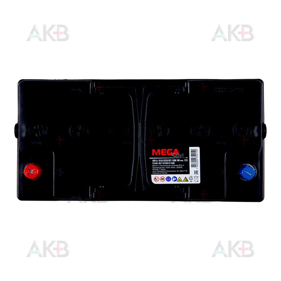 Автомобильный аккумулятор MEGA START 100 Ач 810A п.п. (353х175х190) 6СТ-100 N