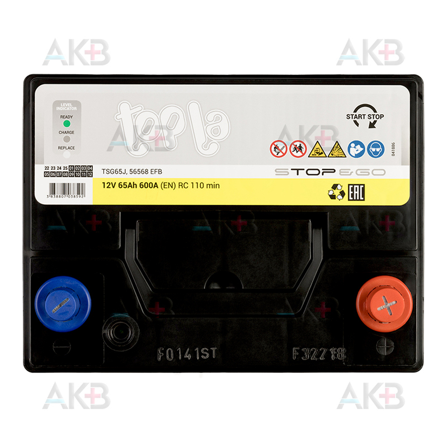 Автомобильный аккумулятор Topla EFB Stop-n-Go 65R (600A 232x173x227) 112260 56568