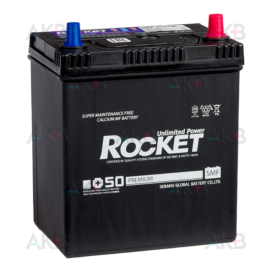 Автомобильный аккумулятор Rocket 46B19L 42Ah 370A (187x127x227) обр. пол.