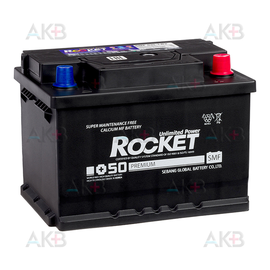 Автомобильный аккумулятор Rocket 62Ah 580A обр. пол. (242x175x175) SMF 62L-LB2 низкий