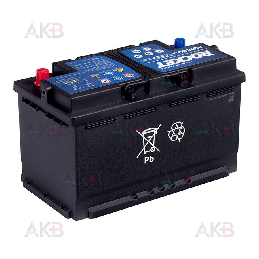 Автомобильный аккумулятор Rocket AGM L4 80Ah 800A обр пол. (315х175х190)
