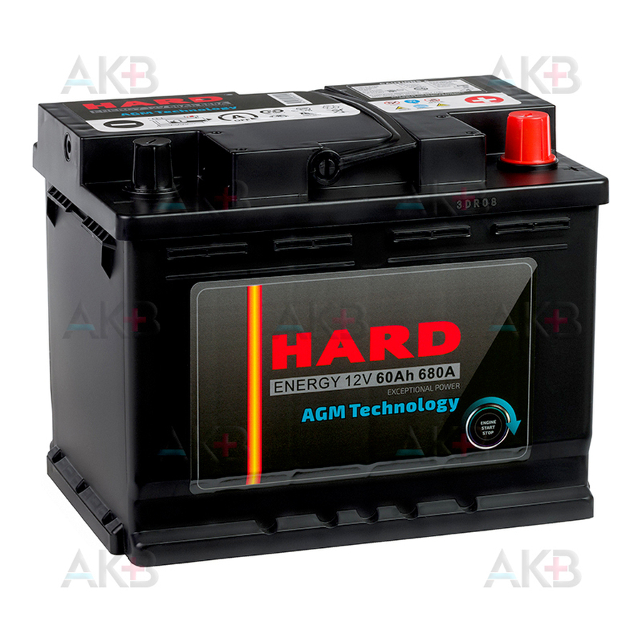 Автомобильный аккумулятор HARD AGM 60Ah 680A (242x175x190)