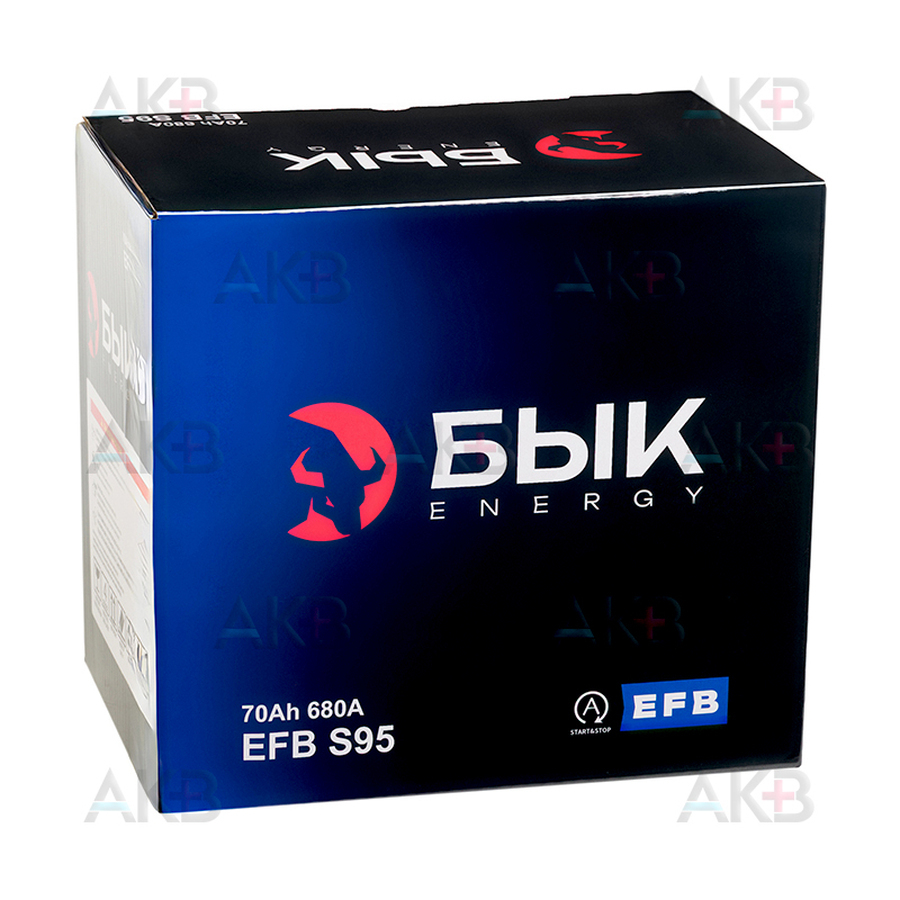 Автомобильный аккумулятор БЫК Energy EFB S95 70 Ah 680A (260x170x225) обратная полярность
