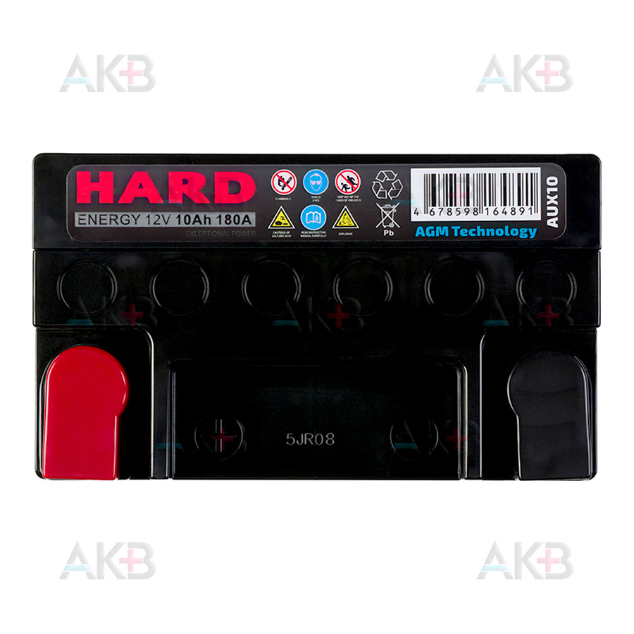 Автомобильный аккумулятор HARD AGM 10 Ач 180A прям. пол. AUX 10D (150x87x130) VOLVO