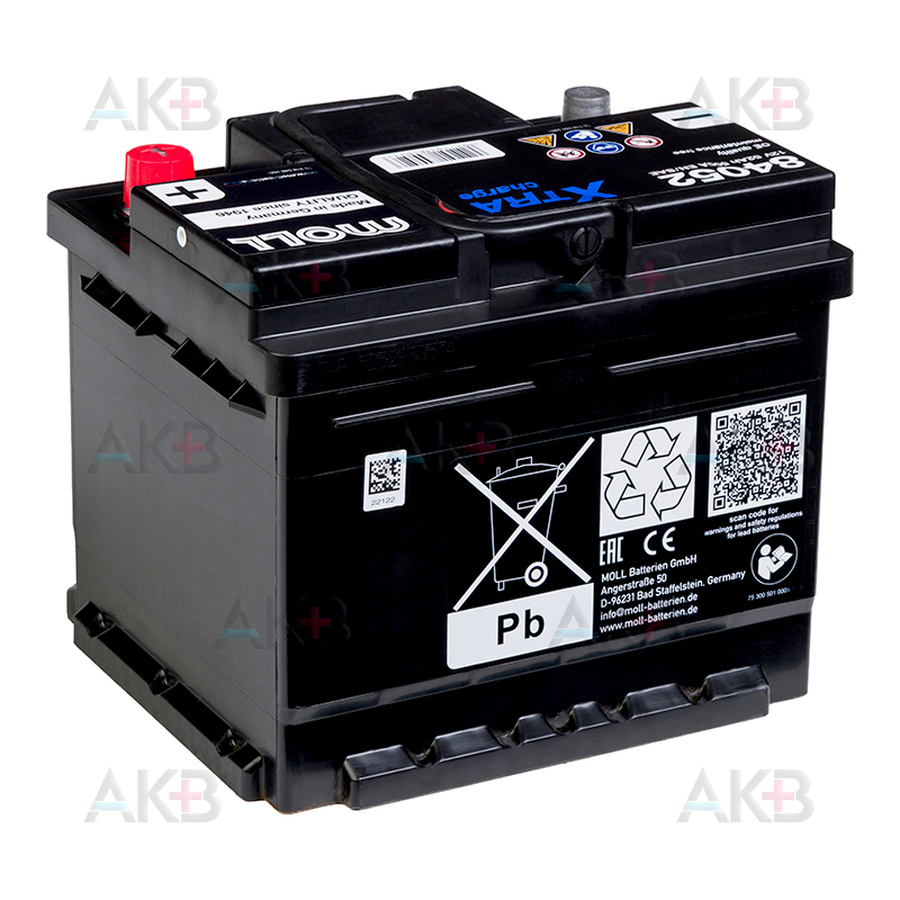 Автомобильный аккумулятор Moll X-TRA charge 52 Ач 500A обр. пол. (207x175x175) 84052