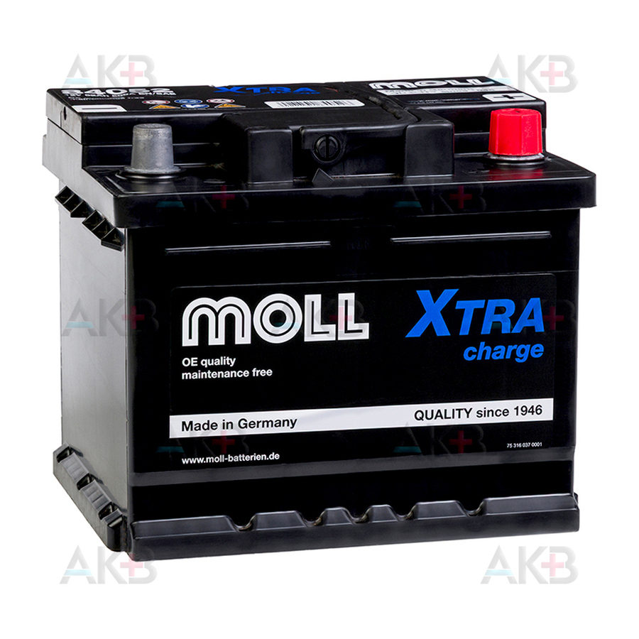 Автомобильный аккумулятор Moll X-TRA charge 52 Ач 500A обр. пол. (207x175x175) 84052