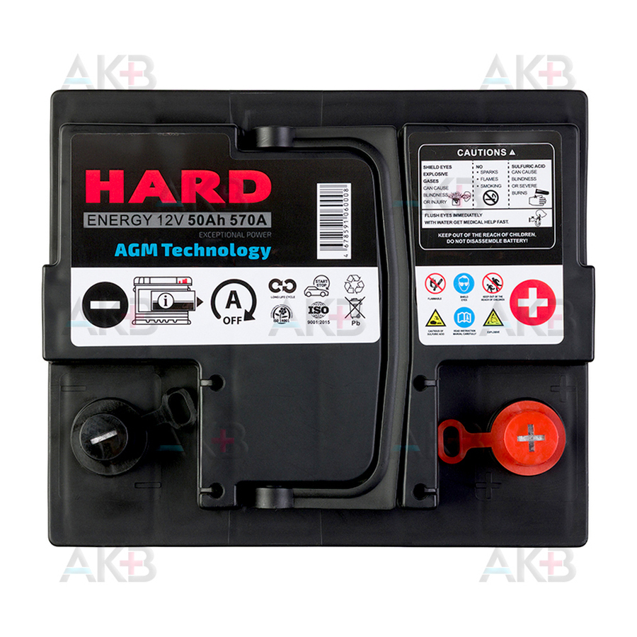 Автомобильный аккумулятор HARD AGM 50Ah 570A (207x175x190) Start Stop