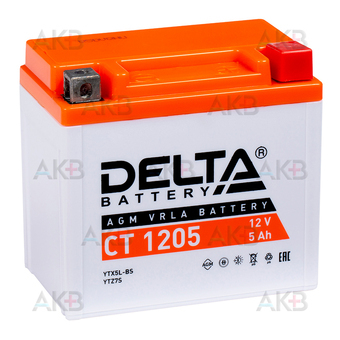 Delta CT 1205, 12V 5Ah, 80А (113x70x105) YTX5L-BS, YTZ7S, YT5L-BS