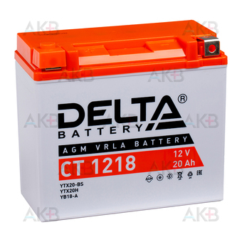 Delta CT 1218, 12V 20Ah, 270А (177x88x154) YTX20-BS, YB16-B, YB18-A
