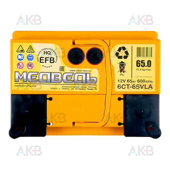 Автомобильный аккумулятор Медведь EFB 65 Ач 600A о.п. (242x175x190). Фото 1