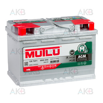Mutlu AGM 70 Ач 760A обр. пол. (278x175x190) AGM.L3.70.076.A