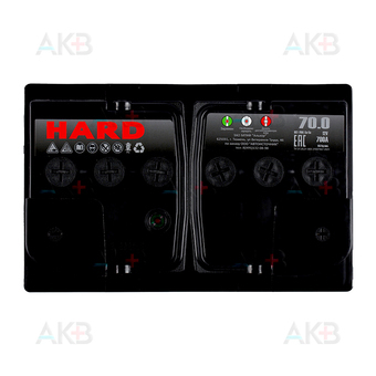 Автомобильный аккумулятор HARD 70 Ач 700А о.п. низк. (278x175x175) ca/ca silver. Фото 1