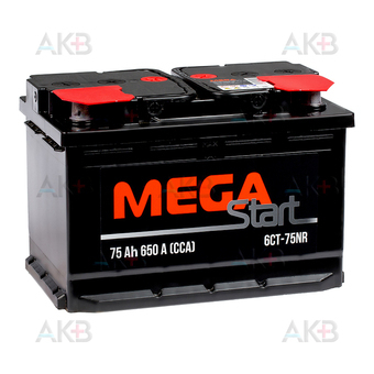 MEGA START 75 Ач 650A о.п. (278х175х190) 6СТ-75 NR