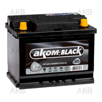 Аком BLACK 62 Ач 600A (242x175x190) обр. пол.