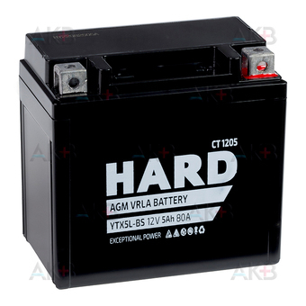 HARD AGM 5 Ah 80А обр. пол. (113x70x105) СТ 1205 YTX5L-BS