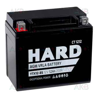 HARD YTX12-BS 12V 12Ah 200А (150x87x130) CT 1212 прям. пол.