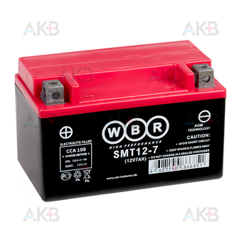 WBR SMT12-7 AGM 7 Ач 90А прямая пол.(150x87x93) YTX7A-BS