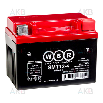 WBR SMT12-4 AGM 4 Ач 50А обратная пол.(114x71x86) YT4L-BS