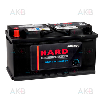 HARD AGM90L 90Ah 850A (353x175x190)  ПРЯМАЯ полярность