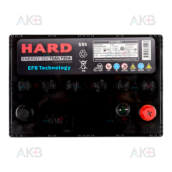 Автомобильный аккумулятор HARD EFB S95 75 Ah 720A (260x170x225) обратная полярность. Фото 1
