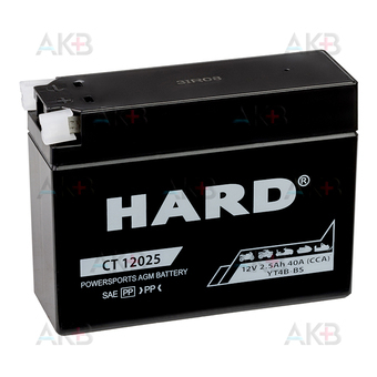 HARD YT4B-BS 12V 2.5 Ah 40А (114x39x86) CT 12025 AGM клеммы сбоку