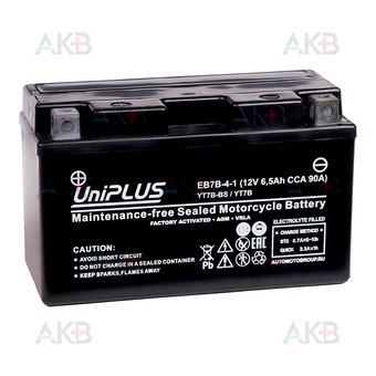 UniPLUS AGM EB7B-4-1 | 6.5 Ah 90А прям. пол. (150x65x93) Uplus High Performance