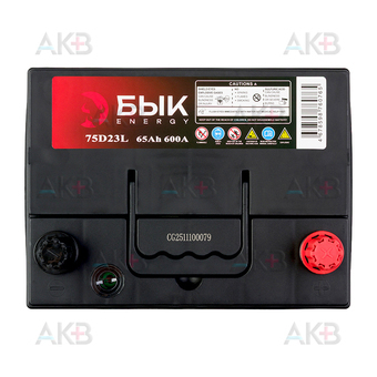 Автомобильный аккумулятор БЫК Energy 75D23L 65Ah 600A обр. пол. (230x170x225) бортик. Фото 1
