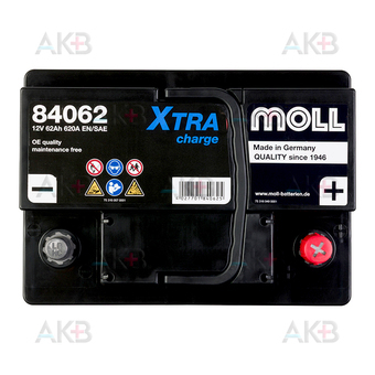 Автомобильный аккумулятор Moll X-TRA charge 62 Ач 620A обр. пол. (242x175x175) 84062. Фото 1